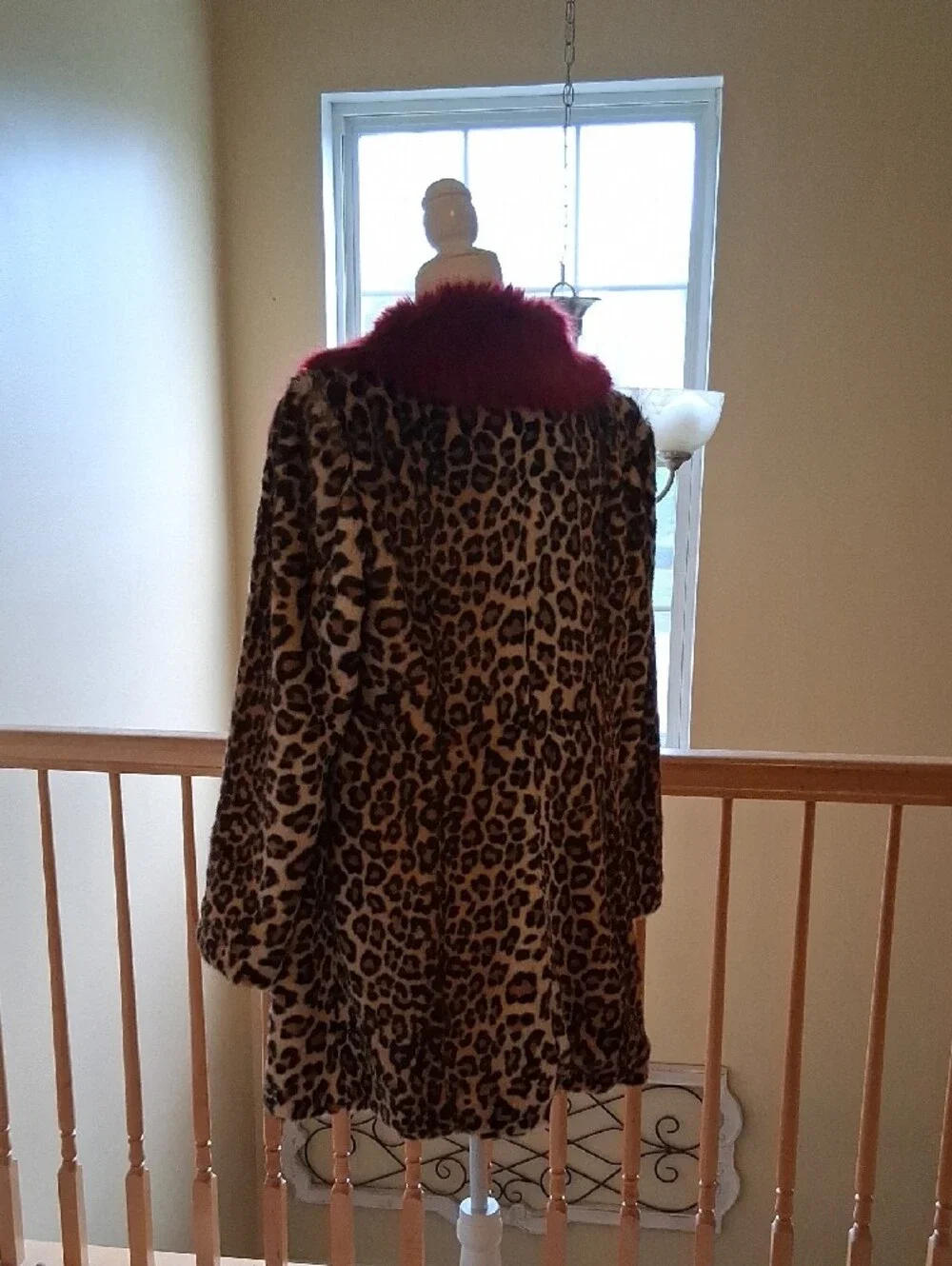 Nikki Jones Leopard Print Teddy Coat with Red Faux Fur Collar - Women's Jacket - Picture 2 of 14